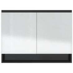 Greatstore Koupelnová skříňka se zrcadlem 80 x 15 x 60 cm MDF zářivě černá