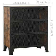 Greatstore Úložná skříň rustikální hnědá 72 x 36 x 82 cm kov a MDF