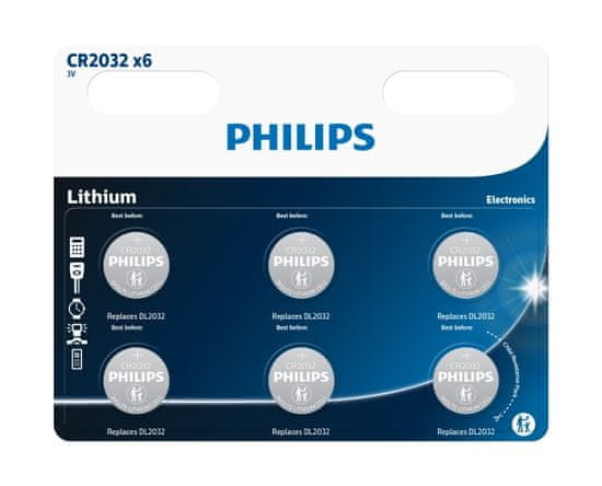 Philips Baterie CR2032P6/01B Lithiová 3.0V knoflíková 6ks