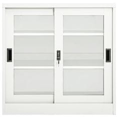 Greatstore Skříň s posuvnými dveřmi bílá 90 x 40 x 90 cm ocel