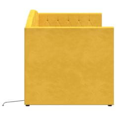 Vidaxl Lehátko s matrací a USB, žlutý samet, 90x200 cm