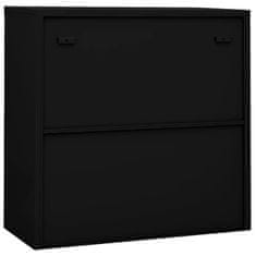 Greatstore Kancelářská skříň s posuvnými dveřmi černá 90 x 40 x 90 cm ocel