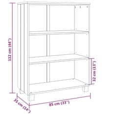 Vidaxl Knihovna HAMAR bílá 85 x 35 x 112 cm masivní borovice