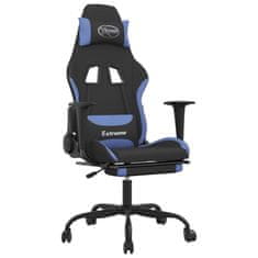 Vidaxl Otočná herní židle s podnožkou černá a modrá textil