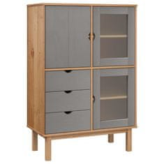 Greatstore Skříň highboard hnědá a šedá 85x43x125 cm masivní borové dřevo