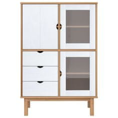 Greatstore Skříň highboard hnědá a bílá 85x43x125 cm masivní borové dřevo