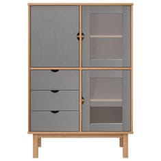 Greatstore Skříň highboard hnědá a šedá 85x43x125 cm masivní borové dřevo