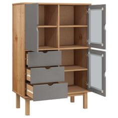 Greatstore Skříň highboard hnědá a šedá 85x43x125 cm masivní borové dřevo