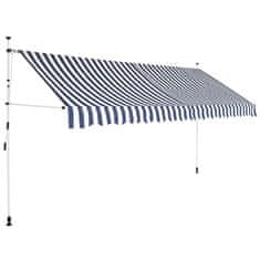 Vidaxl Ručně zatahovací markýza 400 cm modro-bílé pruhy