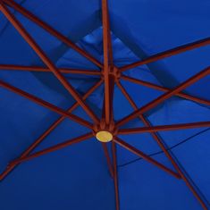 Greatstore Závěsný slunečník s dřevěnou tyčí 400 x 300 cm modrý