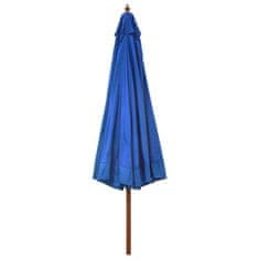 Greatstore Zahradní slunečník s dřevěnou tyčí 330 cm azurově modrý