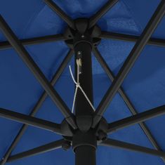 Greatstore Slunečník s LED světly hliníková tyč 270 cm azurově modrý