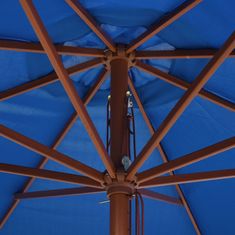 Greatstore Zahradní slunečník s dřevěnou tyčí 350 cm modrý