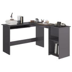 Vidaxl Rohový psací stůl šedý vysoký lesk 120x140x75 cm dřevotříska