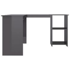 Greatstore Rohový psací stůl šedý vysoký lesk 120x140x75 cm dřevotříska