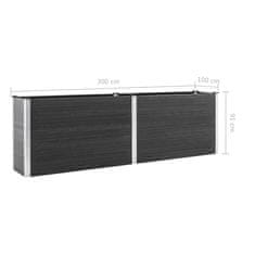 Greatstore Zahradní vyvýšený záhon 300 x 100 x 91 cm dřevoplast šedý