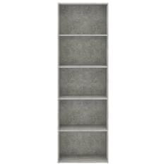 Greatstore Knihovna 5 polic betonově šedá 60 x 30 x 189 cm dřevotříska
