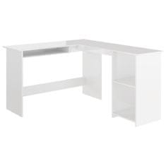 shumee Rohový psací stůl bílý vysoký lesk 120x140x75 cm dřevotříska