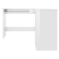 shumee Rohový psací stůl bílý vysoký lesk 120x140x75 cm dřevotříska