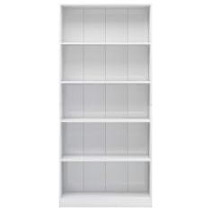 Vidaxl 5patrová knihovna bílá s vysokým leskem 80x24x175cm dřevotříska