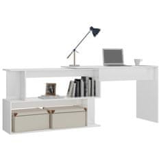 Vidaxl Rohový psací stůl bílý vysoký lesk 200 x 50 x 76 cm dřevotříska