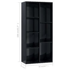 Greatstore Knihovna černá s vysokým leskem 50 x 25 x 106 cm dřevotříska