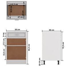 Vidaxl Spodní skříňka zásuvka bílá vysoký lesk 50x46x81,5 dřevotříska