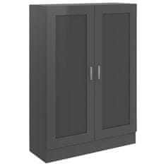 Greatstore Knihovna šedá s vysokým leskem 82,5 x 30,5 x 115 cm dřevotříska