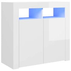 Vidaxl Příborník s LED osvětlením bílý s vysokým leskem 80x35x75 cm