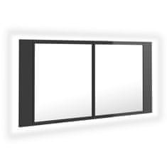 Vidaxl LED koupelnová skříňka se zrcadlem lesklá šedá 90 x 12 x 45 cm