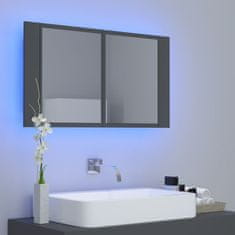 Vidaxl LED koupelnová skřínka se zrcadlem šedá 80x12x45 cm