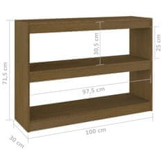 Vidaxl Knihovna / dělicí stěna medově hnědá 100x30x71,5 cm borovice