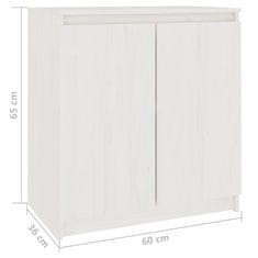 Greatstore Odkládací skříňka bílá 60 x 36 x 65 cm masivní borové dřevo