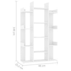 Vidaxl Knihovna bílá 86 x 25,5 x 140 cm dřevotříska