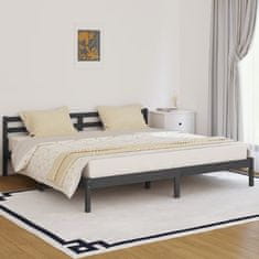 Greatstore Rám postele masivní borové dřevo 200 x 200 cm šedý