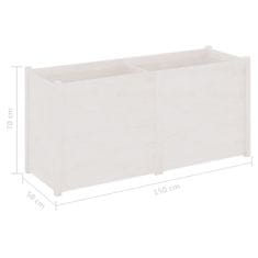 Greatstore Zahradní truhlík bílý 150 x 50 x 70 cm masivní borové dřevo