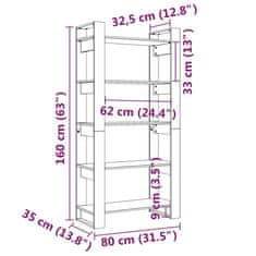 Greatstore Knihovna / dělicí stěna medově hnědá 80x35x160 cm masivní dřevo