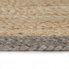 Vidaxl Ručně vyrobený koberec z juty s šedým okrajem 150 cm