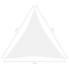 Greatstore Stínící plachta oxfordská látka trojúhelníková 5 x 5 x 5 m bílá