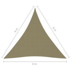Greatstore Stínící plachta oxfordská látka trojúhelníková 6x6x6 m béžová