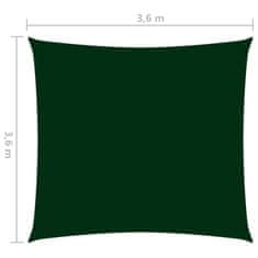 Greatstore Stínící plachta oxfordská látka čtvercová 3,6x3,6m tmavě zelená