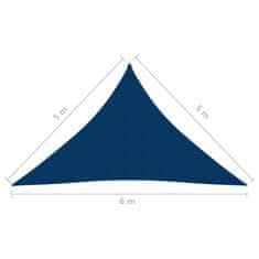 Greatstore Stínící plachta oxfordská látka trojúhelníková 5x5x6 m modrá