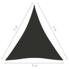 Greatstore Stínící plachta oxfordská látka trojúhelník 5x7x7 m antracitová