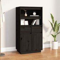 Vidaxl Skříň highboard černá 60 x 40 x 116,5 cm masivní borové dřevo