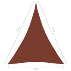 Greatstore Stínící plachta oxfordská látka trojúhelník 5 x 7 x 7 m cihlová