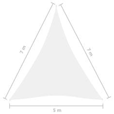 Greatstore Stínící plachta oxfordská látka trojúhelníková 5 x 7 x 7 m bílá