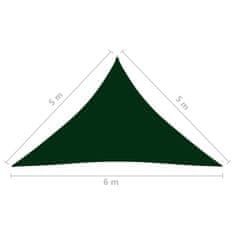 Greatstore Stínící plachta oxford trojúhelníková 5 x 5 x 6 m tmavě zelená