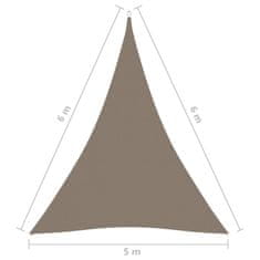 Greatstore Stínící plachta oxfordská látka trojúhelníková 5x6x6 m taupe