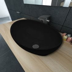 Vidaxl vidaXL Luxusní keramické umyvadlo Oval Black 40 x 33 cm