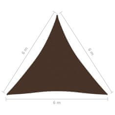 Greatstore Stínící plachta oxfordská látka trojúhelníková 6x6x6 m hnědá